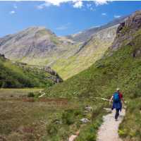 Hiking through the Nevis Gorge in Glencoe Valley
