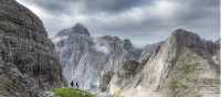 Hiking in the Julian Alps with views towards Triglav