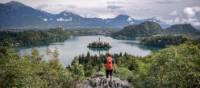 Overlooking gorgeous Lake Bled in Slovenia