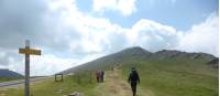 Pilgrim crossing a pass on the Camino de Santiago trail to Roncesvalles |  <i>Gesine Cheung</i>