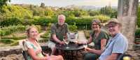 Celebrating the end of the walk at Hort de Fortunya