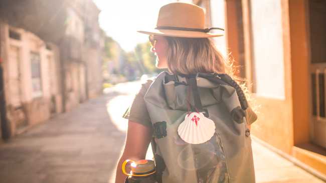 Walking through historic town on the Portugese Camino | Tim Charody
