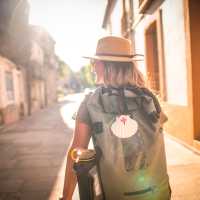Walking through historic town on the Portugese Camino | Tim Charody