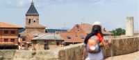 Walking through a Spanish village on the Camino