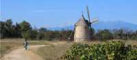 Cycle by windmills in Catalonia