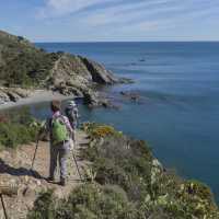 Friends walking the Vermillion Coast from Collioure