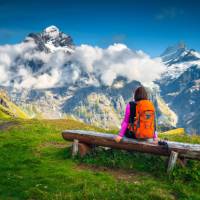 Enjoying the stunning panorama in the Bernese Oberland