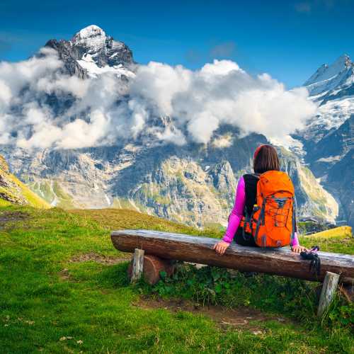 Enjoying the stunning panorama in the Bernese Oberland