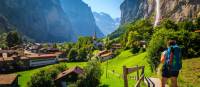 Hiking into Lauterbrunnen village, Switzerland