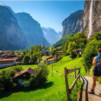 Hiking into Lauterbrunnen village, Switzerland