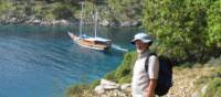 Hiker taking in the view of the Lycian Coast | Kate Baker