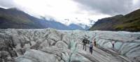 Walking on a glacier in Iceland