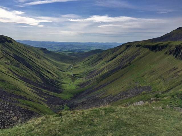 Taking in the stunning scenery of the Pennine Way at High Cup Nick |  <i>Ann Madley</i>