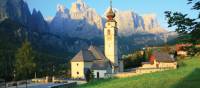 Colfosco Church with the Sella group behind