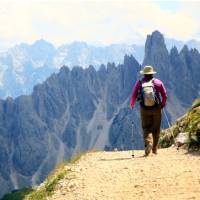 Heading towards the Auronzo Hut in the Dolomites