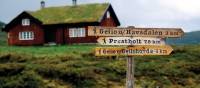 Traditional turf rooved house above Geilo