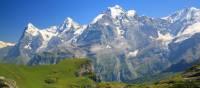 Eiger, Monch and Jungfrau going up to the Sefinenfurke Pass