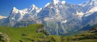 Eiger, Monch and Jungfrau going up to the Sefinenfurke Pass