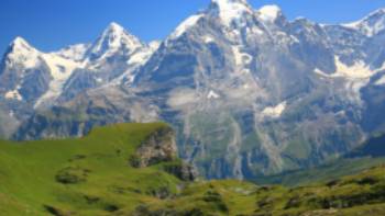 Eiger, Monch and Jungfrau going up to the Sefinenfurke Pass