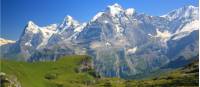 Eiger, Monch and Jungfrau going up to the Sefinenfurke Pass