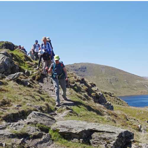 Walking down the trail to St. Sunday Crag