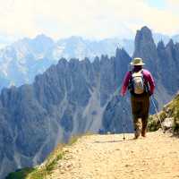 Heading towards the Auronzo Hut in the Dolomites