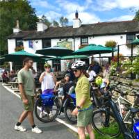 Taking a break from the cycling at Elterwater, Lake District