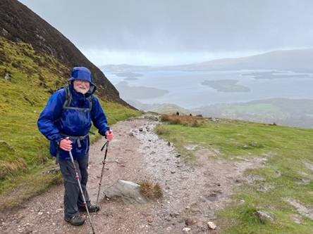 Staying dry and upright on a very wet and blustery day on Conic Hill, Day 2 on the WHW. | <i>Elaine Hayes</i>