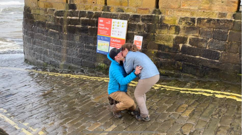 Getting down on one knee on the Coast to Coast trail