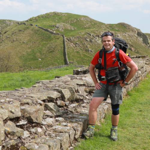 Hadrians Wall over the hillsides