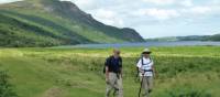 Walkers on the Coast to Coast Trail by Ennerdale Water