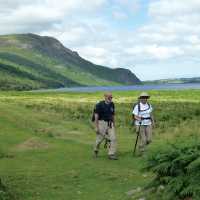 Walkers on the Coast to Coast Trail by Ennerdale Water