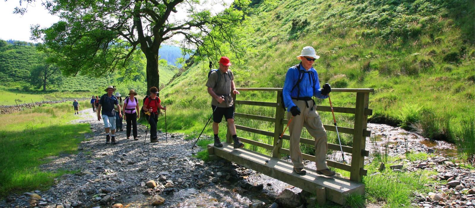 Our group crosses a stream on Wainwright's Coast to Coast walk | John Millen