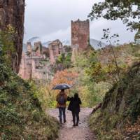 Walkers approach Chateau de Saint Ulrich | Jon Millen