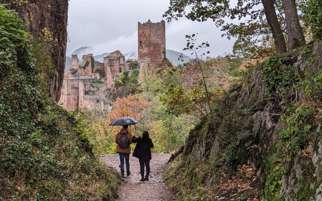 Walkers approach Chateau de Saint Ulrich |  <i>Jon Millen</i>