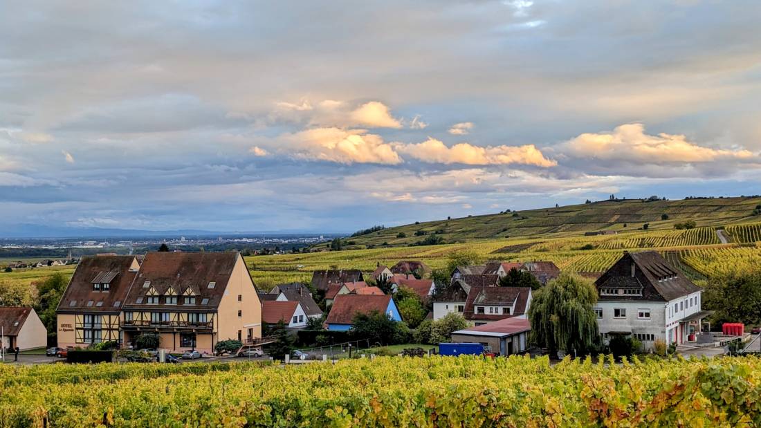 The Hotel La Riquewihr through the vineyards (on the left) |  <i>Jon Millen</i>