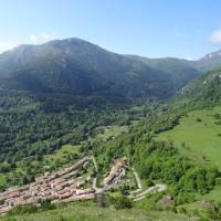 Montsegur Village with views over the Pyrenees