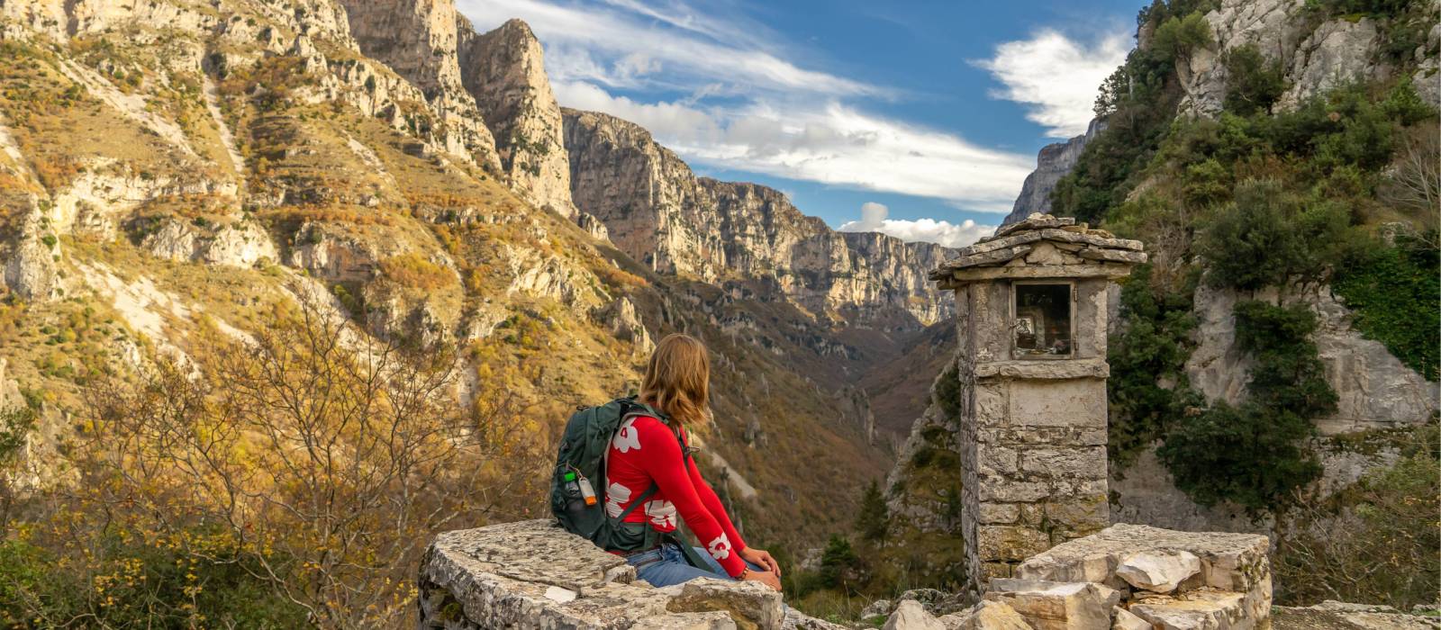 A hiker looking into the Vikos Gorge | Hans Jurgen Mager