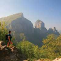 Ascending Monte Forato, with Monte Croce in the background