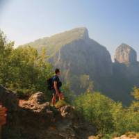 Ascending Monte Forato, with Monte Croce in the background