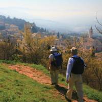 Walking into Assisi, Umbria region of Italy