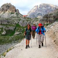 Traversing across the side of Mount Paternkofel, Italy