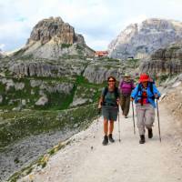 Traversing across the side of Mount Paternkofel, Italy