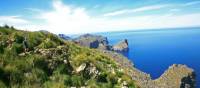 Hikers walking along Mallorca's coastal paths to Cala Codolar and El Murteret