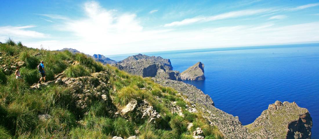 Hikers walking along Mallorca's coastal paths to Cala Codolar and El Murteret