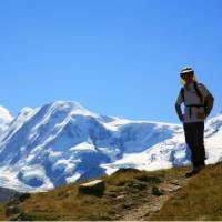 The peaks of Liskamm & Monte Rosa as seen on our walking holiday in the Alps | John Millen