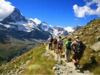 Walking in the Alps with the iconic Matterhorn in the distance